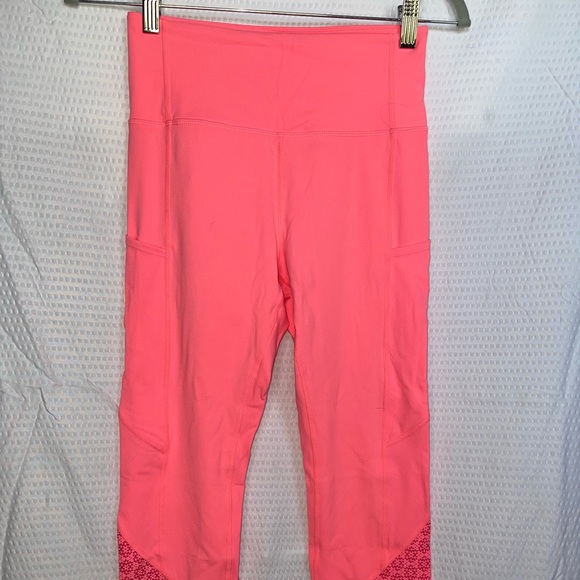 Neon Coral Flower Power Luxe Hi-Rise 7/8 24” - Picture 2 of 2